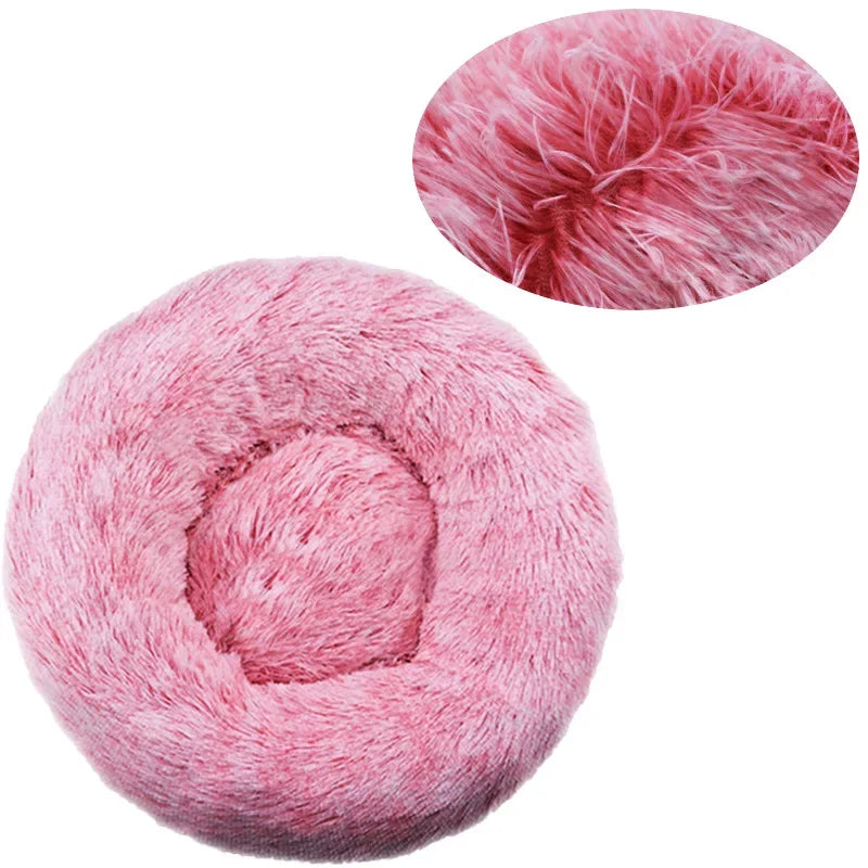 Eco-Friendly Plush Round Pet Bed for Dogs & Cats