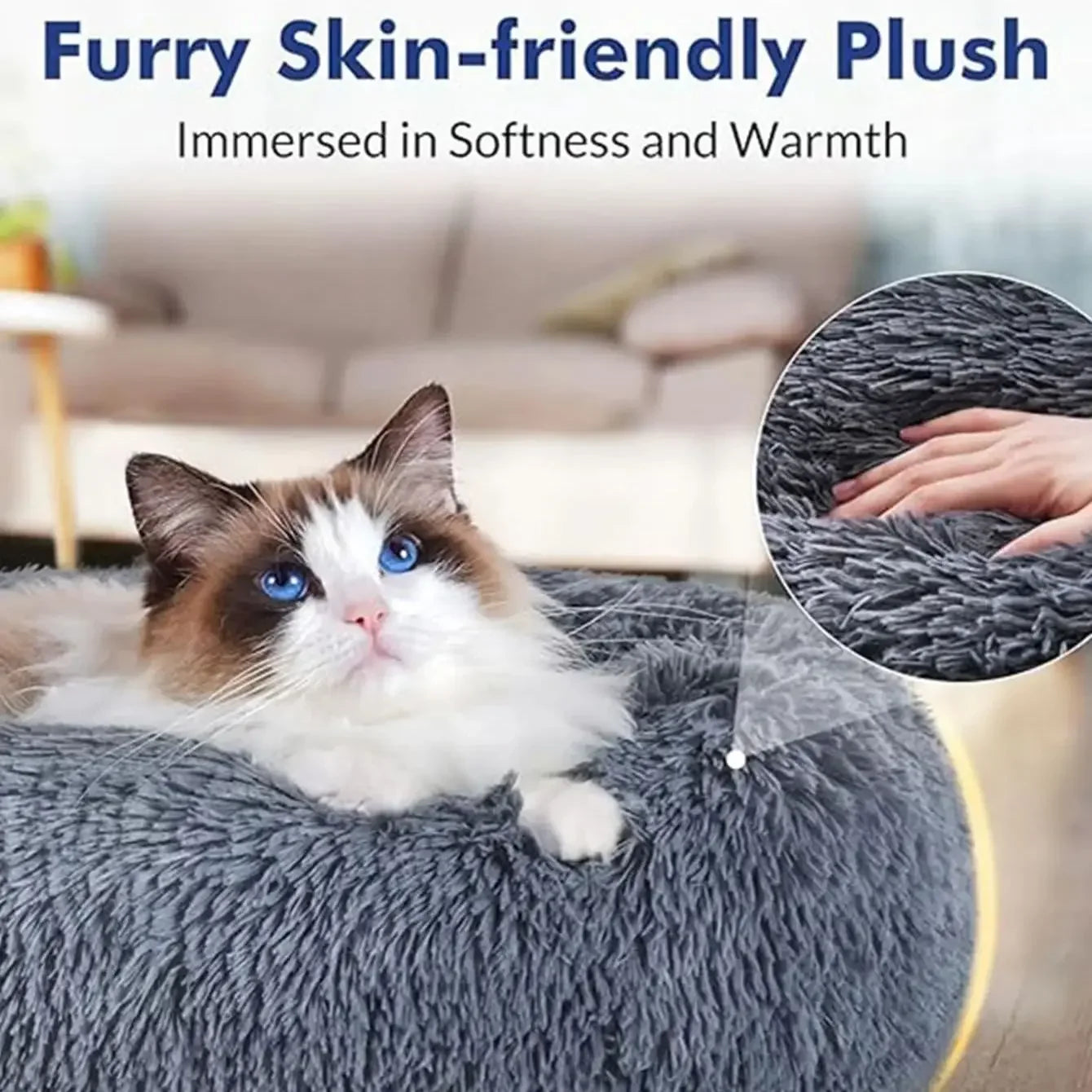 Eco-Friendly Plush Round Pet Bed for Dogs & Cats
