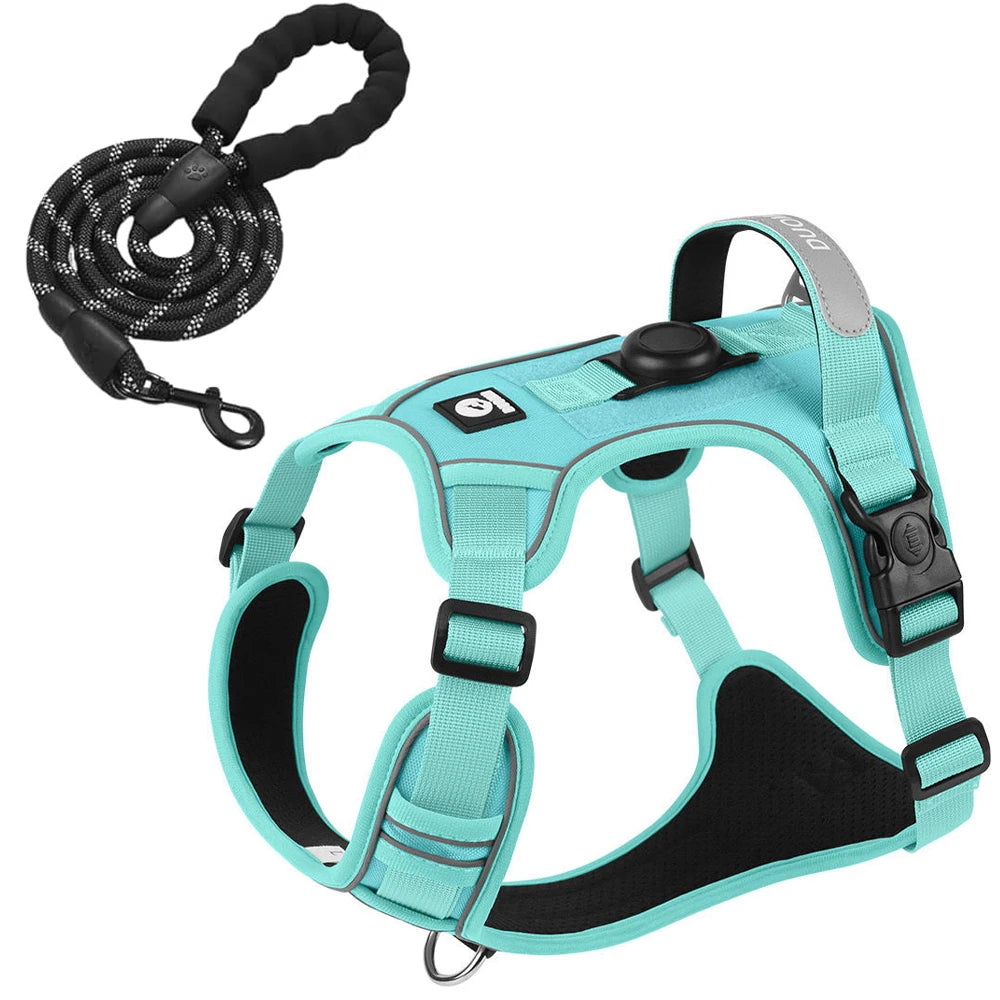 Reflective Dog Harness with Airtag Holder & Leash Set