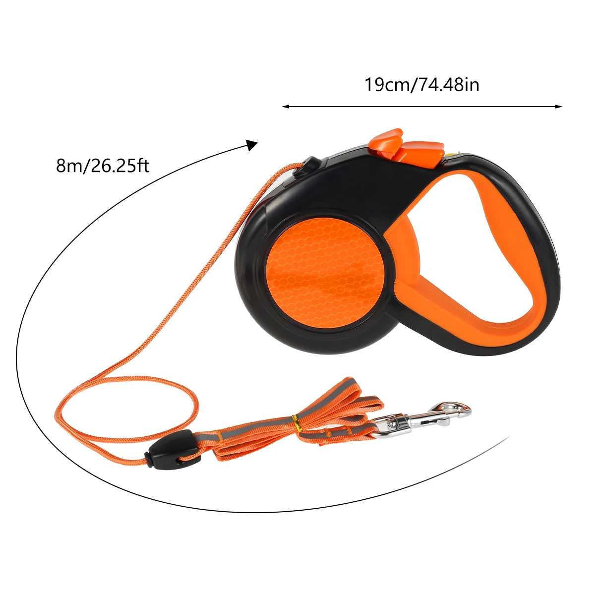 Retractable Dog Leash with Reflective Tape & Non-Slip Handle