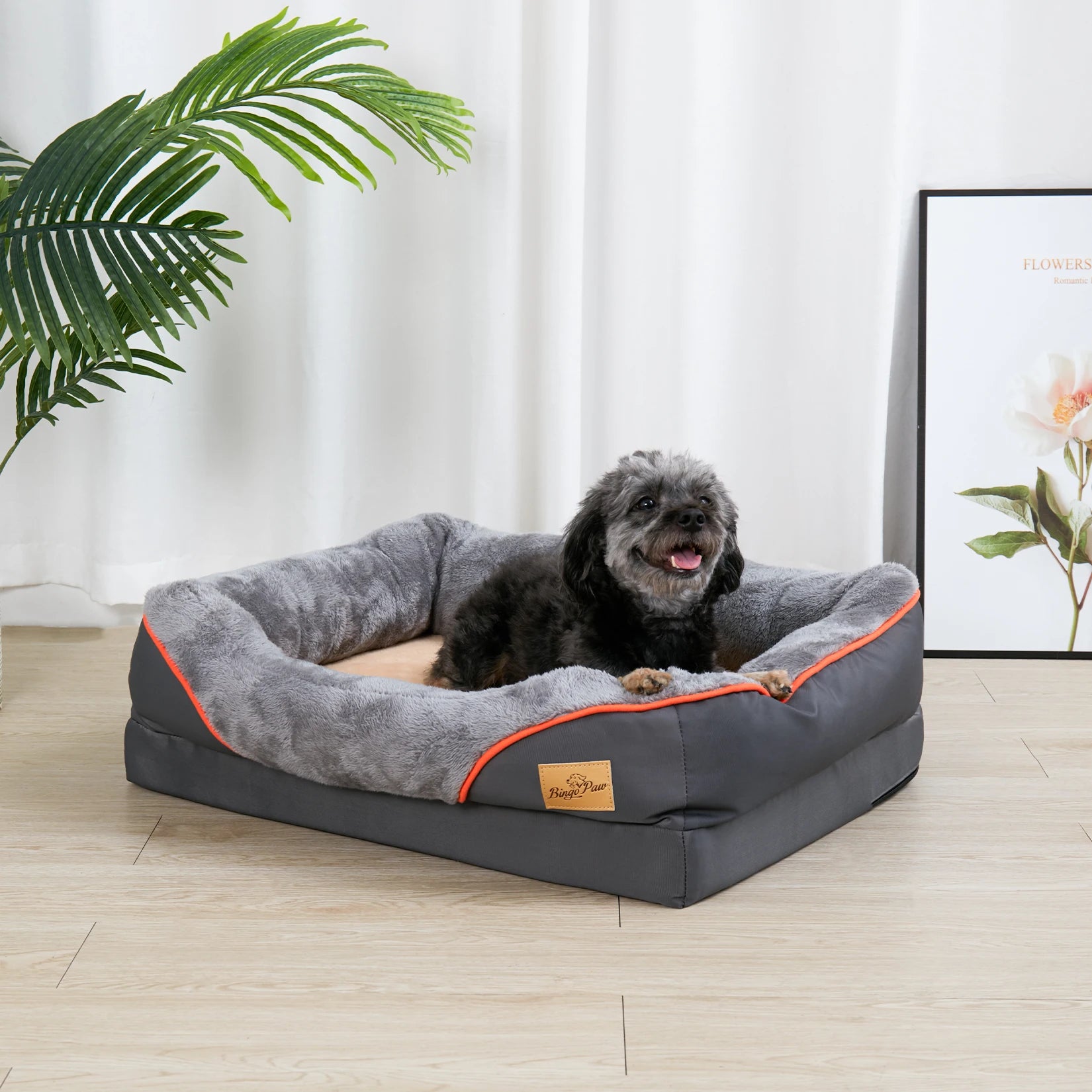 Soft Orthopedic Dog Bed with Cotton-padded Bolster