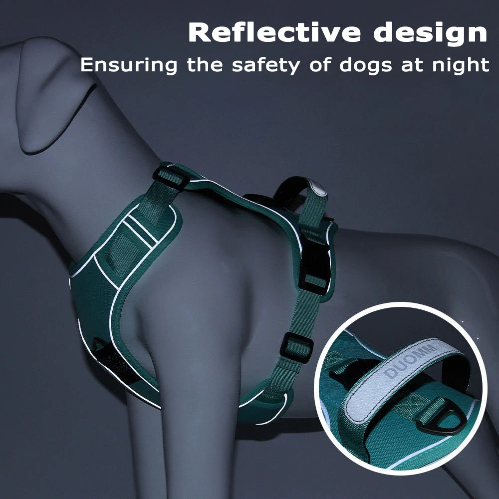 Reflective Dog Harness with Airtag Holder & Leash Set