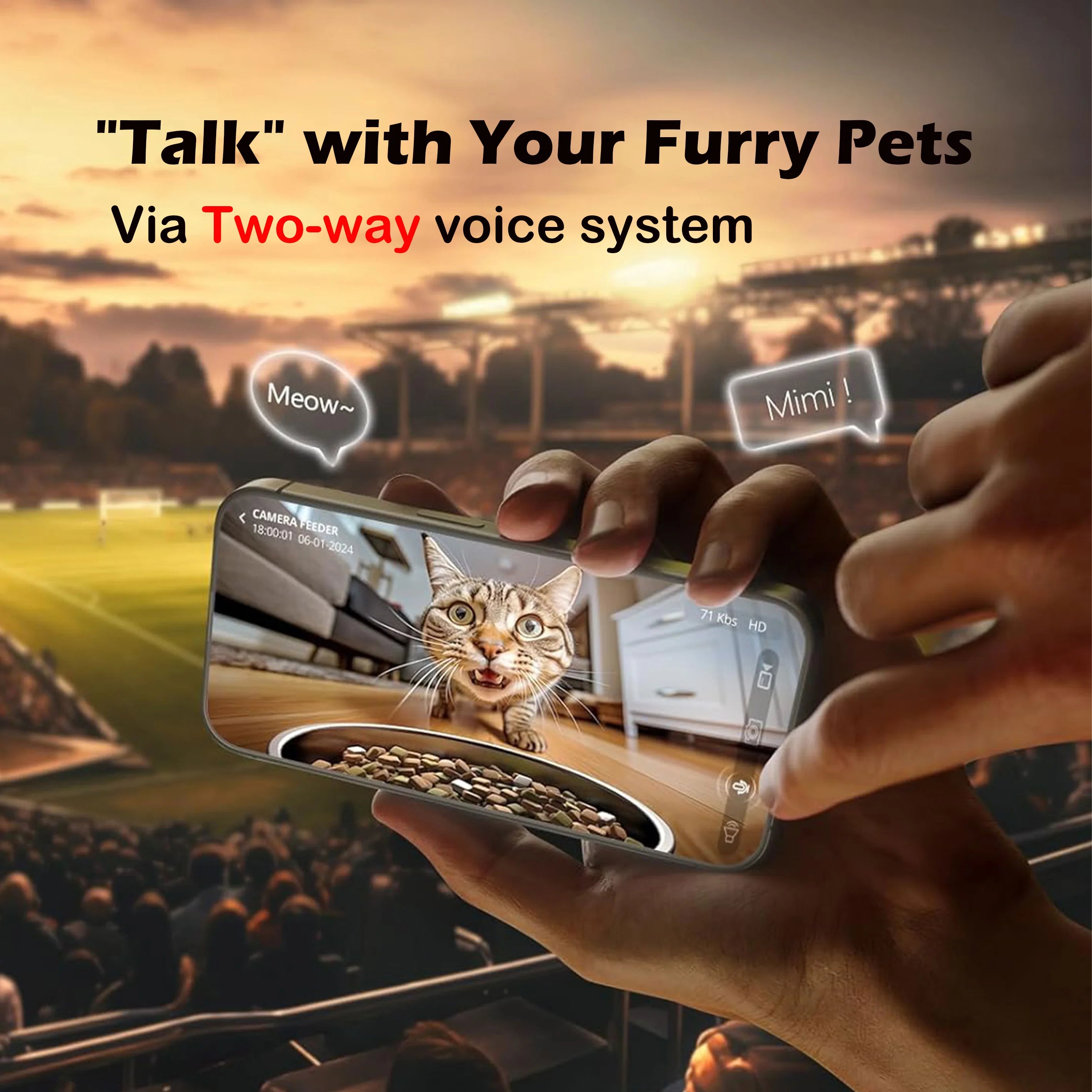 Automatic Cat Feeder with 1080p Camera & Remote Control