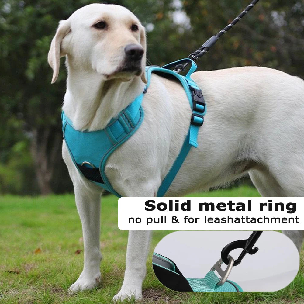 Reflective Dog Harness with Airtag Holder & Leash Set