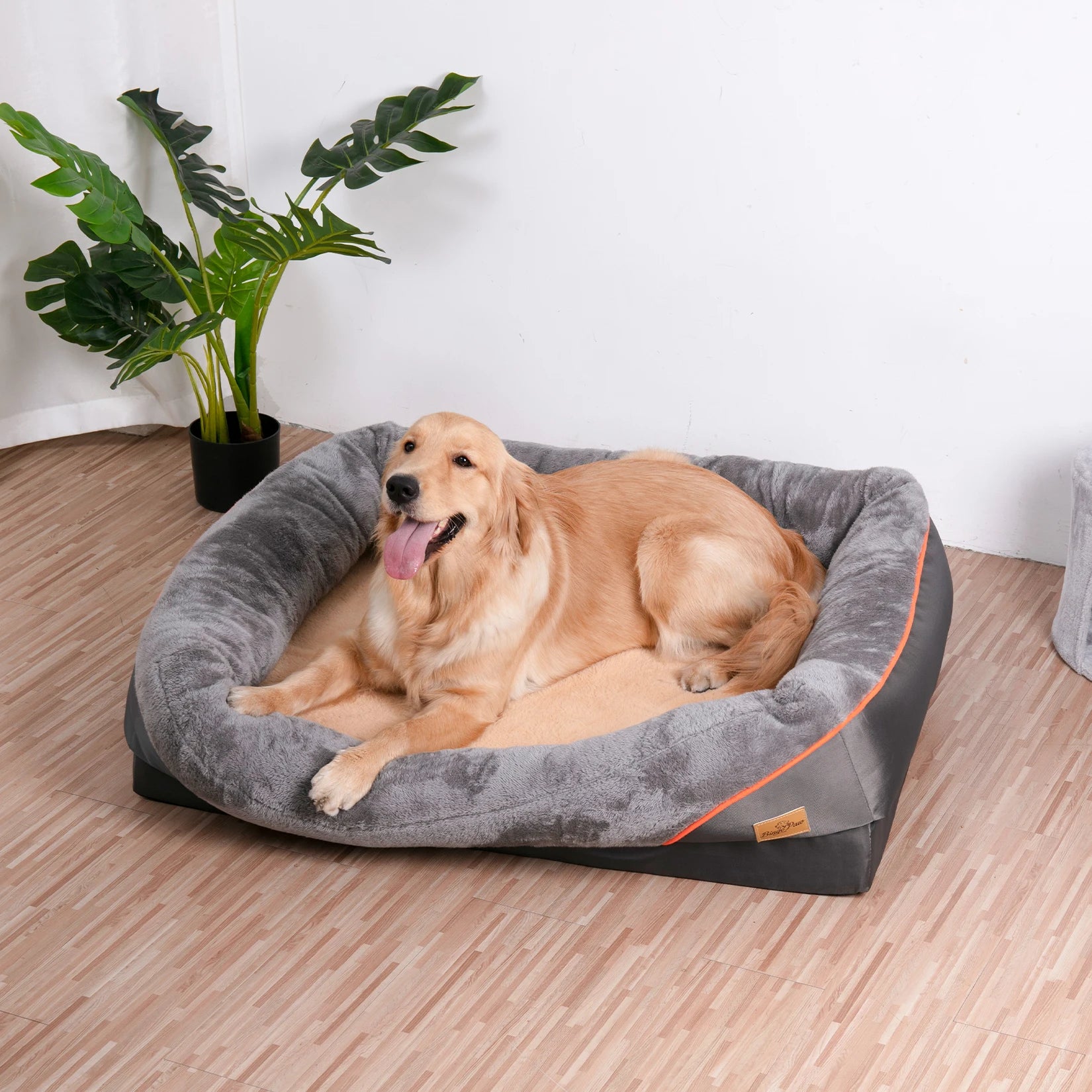 Soft Orthopedic Dog Bed with Cotton-padded Bolster