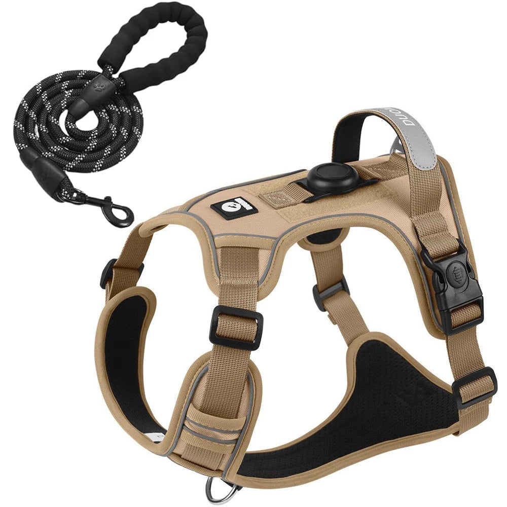 Reflective Dog Harness with Airtag Holder & Leash Set