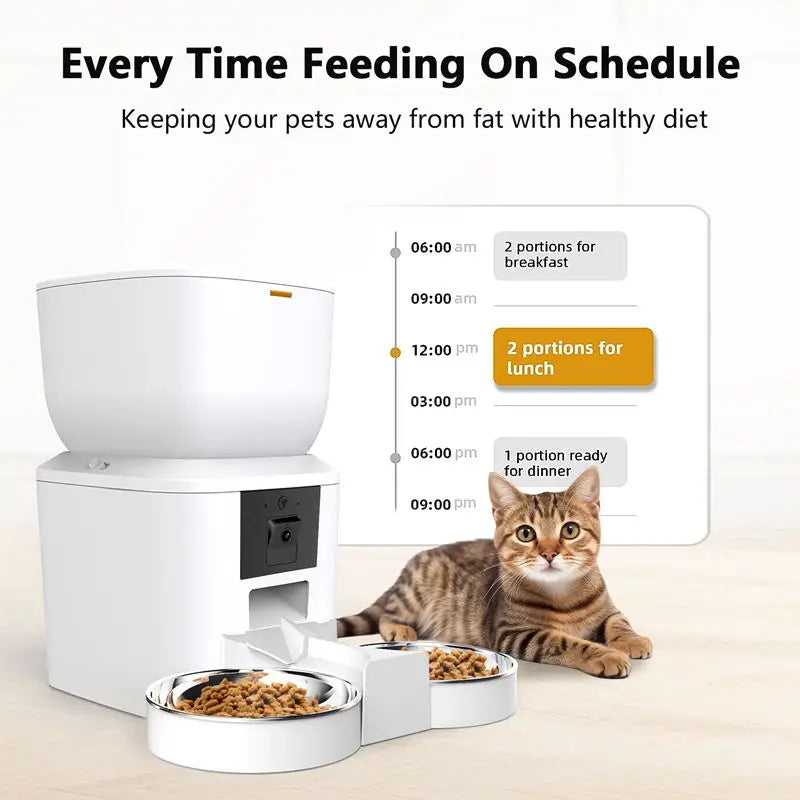 Automatic Cat Feeder with 1080p Camera & Remote Control