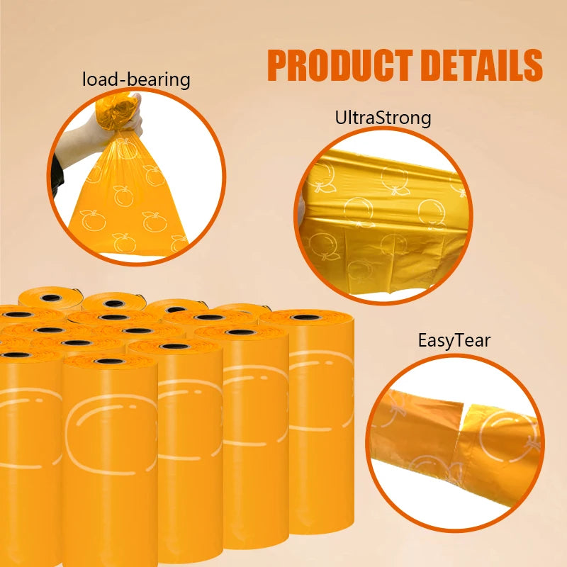 Eco-Friendly Orange-Scented Pet Poop Bags with Dispenser