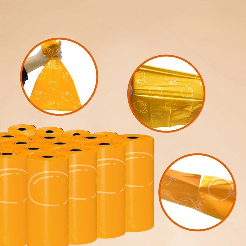 Eco-Friendly Orange-Scented Pet Poop Bags with Dispenser